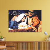Frohe Weihnachten Wrapped Canvas Krippe Print Leinwanddruck (Insitu (Wohnzimmer))