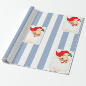 Frohe Weihnachten Wrapping Blue & White Stripe San Geschenkpapier (Ungerollt)