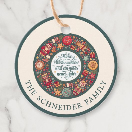 Frohe Weihnachten Wreath Geschenkanhänger (Vorderseite)