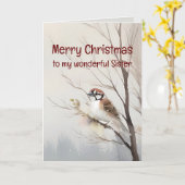 Frohe Weihnachten Wunderschöne Schwester Watercolo Karte (Gelbe Blume)