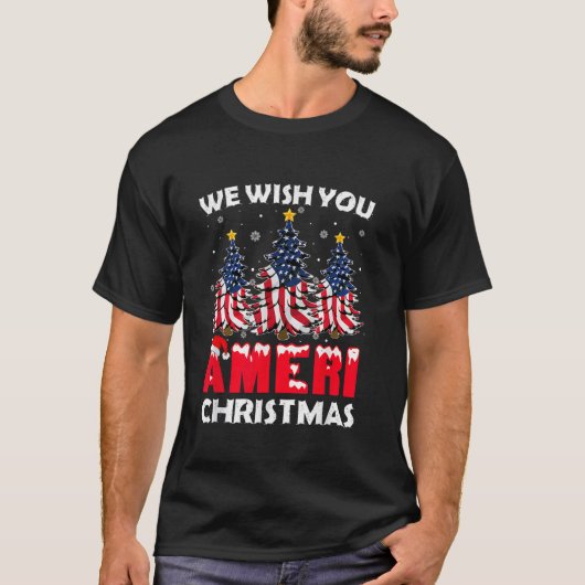 Frohe Weihnachten wünschen wir Ihnen Ameri Xmas Am T-Shirt (Vorderseite)