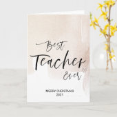 Frohe Weihnachten wünscht besten Lehrer aller Zeit Karte (Gelbe Blume)