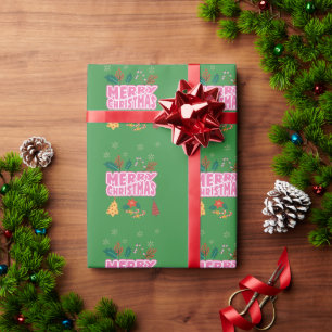 Frohe Weihnachten wünscht Grüße Pink Geschenkpapier