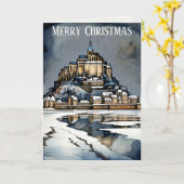 Frohe Weihnachten wünscht Mont St Michel Abbey Karte (Gelbe Blume)