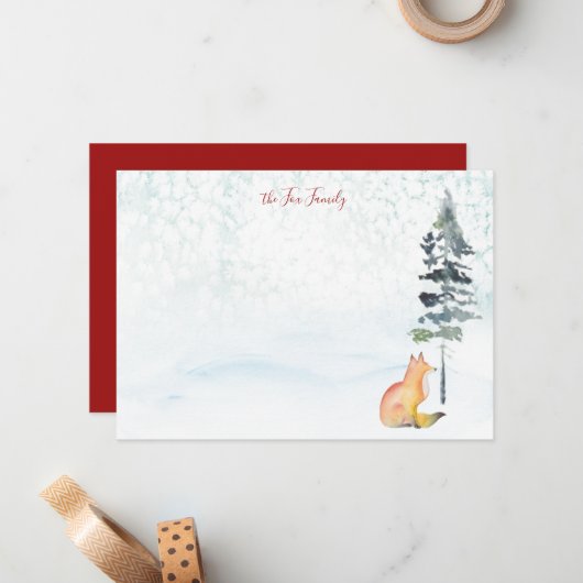 Frohe Weihnachten wünscht Personalisiert Fox Mitteilungskarte (Vorderseite/Rückseite Beispiel)