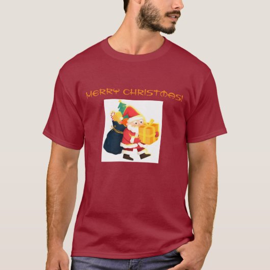 Frohe Weihnachten wünscht Printed Maroon Handsome T-Shirt (Vorderseite)