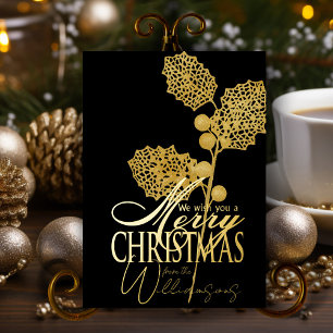 Frohe Weihnachten wünscht Retro Xmas Card Gold Foi Folien Feiertagskarte