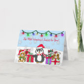 Frohe Weihnachten wünscht Whimsical Pinguin Karte (Vorderseite)
