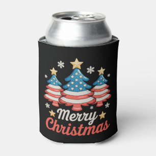 Frohe Weihnachten Xmas Baum Amerikanische US-Flagg Dosenkühler