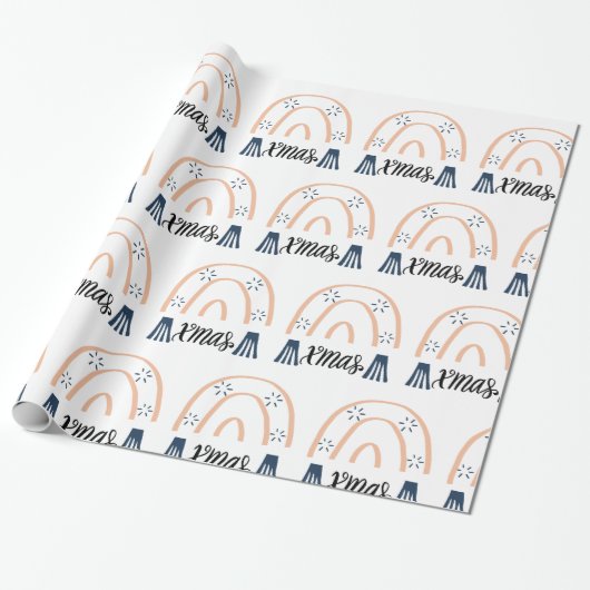 Frohe Weihnachten Xmas Boho Rainbow Geschenk Wrapp Geschenkpapier (Ungerollt)