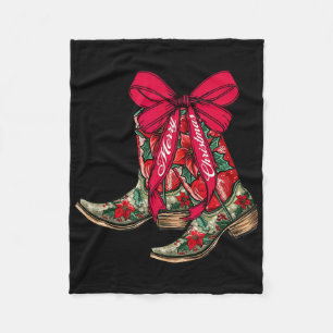 Frohe Weihnachten Xmas Cowboy Boots Coquette Bow P Fleecedecke