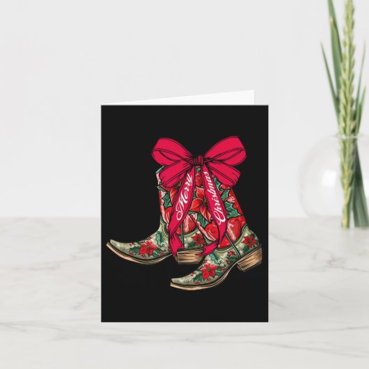 Frohe Weihnachten Xmas Cowboy Boots Coquette Bow P Karte (Vorderseite)
