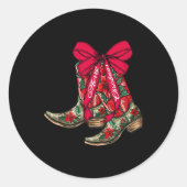 Frohe Weihnachten Xmas Cowboy Boots Coquette Bow P Runder Aufkleber (Vorderseite)