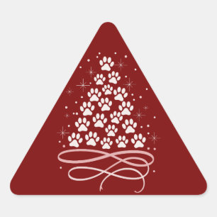 Frohe Weihnachten Xmas Hund Haustier Baum Winter H Dreieckiger Aufkleber