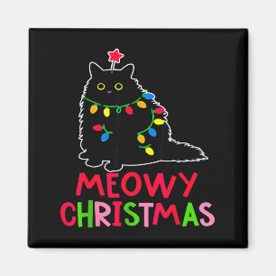 Frohe Weihnachten Xmas Lichter schwarze Katzen-Pyj Magnet