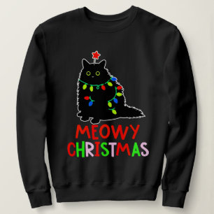 Frohe Weihnachten Xmas Lichter schwarze Katzen-Pyj Sweatshirt
