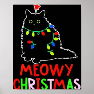 Frohe Weihnachten Xmas Lichter schwarze Katzen Sch Poster