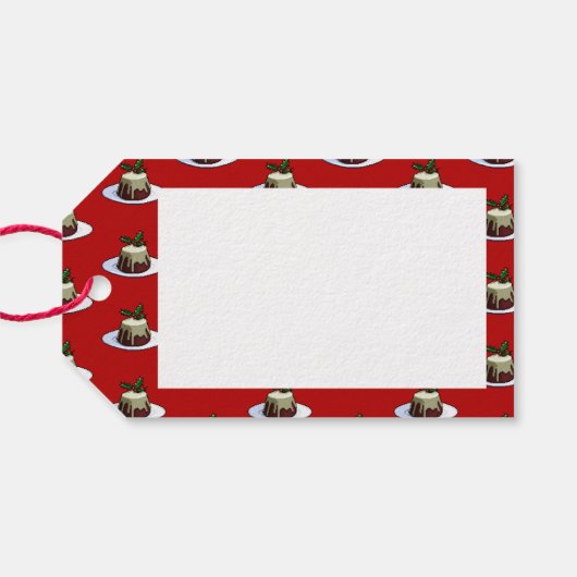 Frohe Weihnachten! Xmas Pudding & Holly Pattern Geschenkanhänger (Rückseite Horizontal)