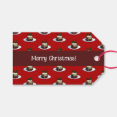 Frohe Weihnachten! Xmas Pudding & Holly Pattern Geschenkanhänger (Vorderseite (Horizontal))