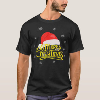 Frohe Weihnachten XMas Santa Claus Cap Hat Snowfla T-Shirt
