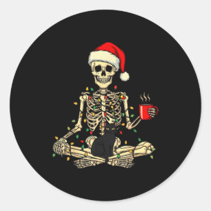 Frohe Weihnachten Xmas Totenkopf Skelett Lustig pa Runder Aufkleber