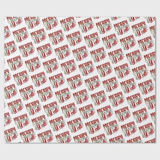 Frohe Weihnachten Y’All Glitzer Red Green Pattern Geschenkpapier (Flach)