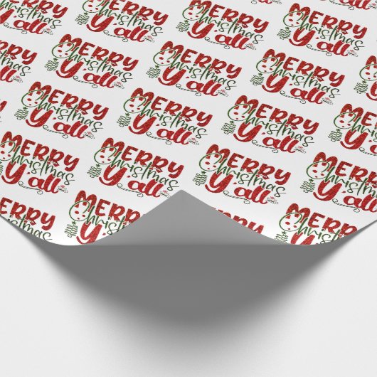Frohe Weihnachten Y’All Glitzer Red Green Pattern Geschenkpapier (Ecke)