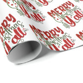 Frohe Weihnachten Y’All Glitzer Red Green Pattern Geschenkpapier (Rolleneckpunkt)