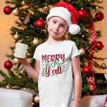 Frohe Weihnachten Y’all Imitats Glitzer Script Hol T-Shirt<br><div class="desc">Frohe Weihnachten Y’all Imitats Glitzer Script Holiday.</div>