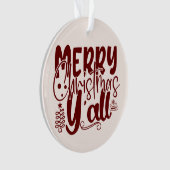 Frohe Weihnachten Y’all Script Burgundy Cream Ornament (Vorderseite)