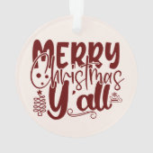 Frohe Weihnachten Y’all Script Burgundy Cream Ornament (Rückseite)