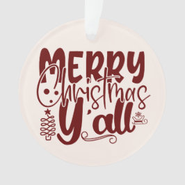Frohe Weihnachten Y’all Script Burgundy Cream Ornament