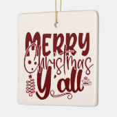 Frohe Weihnachten Y’all Script Holiday Cream Keramikornament (Links)