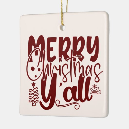 Frohe Weihnachten Y’all Script Holiday Cream Keramikornament (Links)