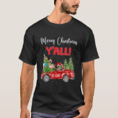 Frohe Weihnachten Y’All Xmas Bäume Flamingo Red Pl T-Shirt (Vorderseite)