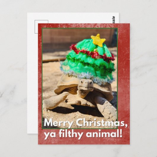 Frohe Weihnachten ya dreckiges Tier Sarcastic Schi Postkarte (Vorne/Hinten)