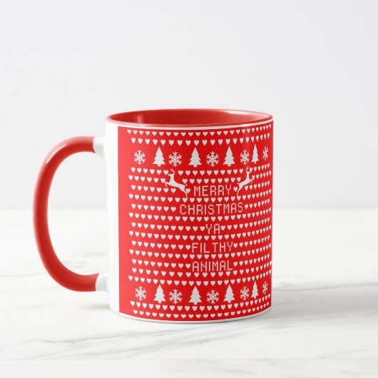 Frohe Weihnachten Ya Filthy Animal Geek Weihnachte Tasse (Links)