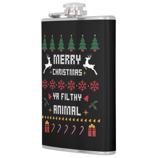 Frohe Weihnachten Ya Filthy Animal Ugly Weihnachte Flachmann (Links)