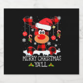 Frohe Weihnachten Ya ll Buffalo Red Kariert Reinde Schaumweinetikett (Einzelnes Label)