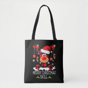 Frohe Weihnachten Ya ll Buffalo Red Kariert Reinde Tasche