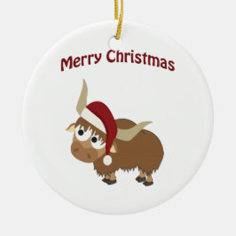 Frohe Weihnachten! Yak Keramik Ornament