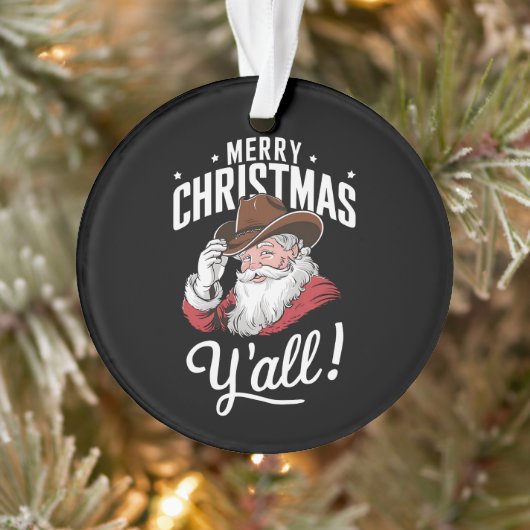Frohe Weihnachten Y'all Country Cowboy Santa Claus Ornament (Baum)