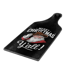 Frohe Weihnachten Y'all Country Cowboy Santa Claus Schneidebrett
