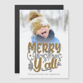 Frohe Weihnachten Y'All Foto Künstlerisch Script M Magnetkarte (Vorne/Hinten)