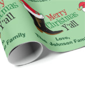 Frohe Weihnachten Yall Funny Cowboy Boot Custom Geschenkpapier (Rolleneckpunkt)
