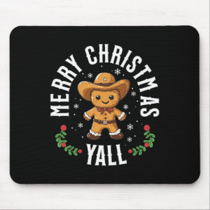 Frohe Weihnachten Yall Gingerbread Cowboy Howdy We Mousepad