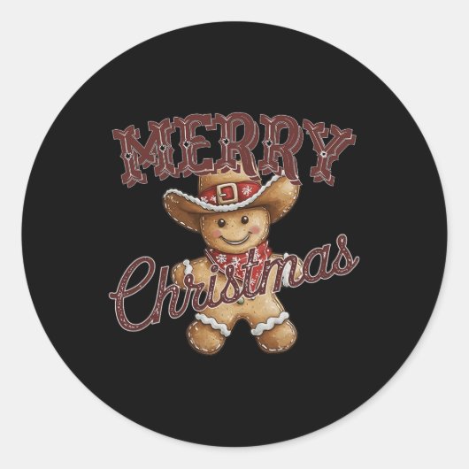Frohe Weihnachten Yall Gingerbread Cowboy Howdy We Runder Aufkleber (Vorderseite)