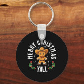 Frohe Weihnachten Yall Gingerbread Cowboy Western Schlüsselanhänger (Vorderseite)