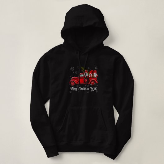 Frohe Weihnachten Y'all Gnomes Santa Retro Red Tru Hoodie (Design vorne)
