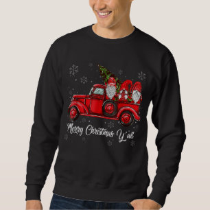 Frohe Weihnachten Y'all Gnomes Santa Retro Red Tru Sweatshirt